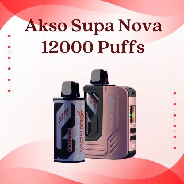 Akso Supa Nova 12000 Puffs disposable vape device with digital screen